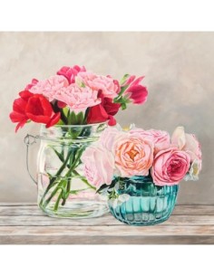 Flores y jarrones blancos I