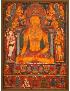 Buda Ratnasambhava con deidades de la riqueza