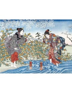 Chicas japonesas junto al río Ide Tama, 1847