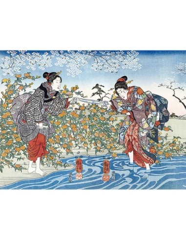 Chicas japonesas junto al río Ide Tama, 1847