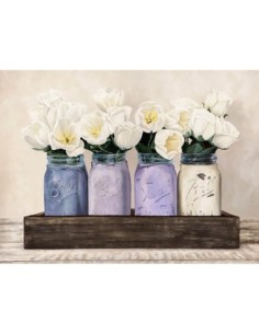 Tulipanes en tarros de cristal