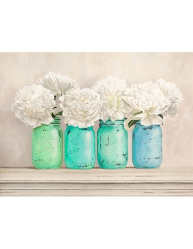 Peonías en tarros de cristal