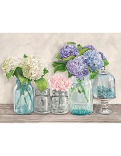 Flores en tarros de cristal (detalle)