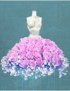 Vestida de flores II (Azul océano)