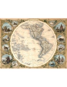 Mapa del hemisferio occidental, 1850