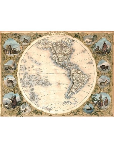 Mapa del hemisferio occidental, 1850