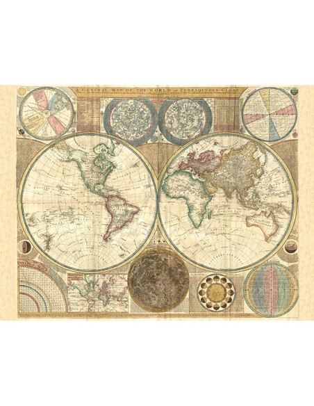 Mapa del mundo de dos hemisferios, 1794