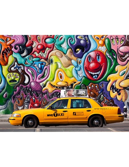 Taxi y pintura mural en Soho, Nueva York