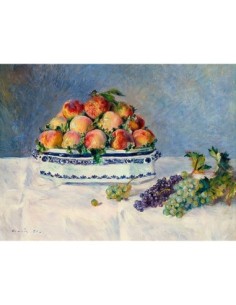 Bodegón con melocotones y uvas