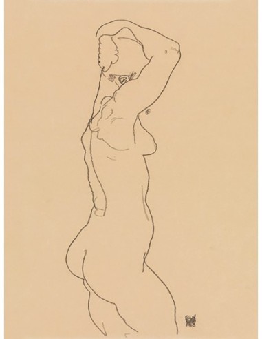 De pie desnudo, mirando hacia la derecha