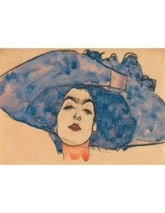 Eva Freund con sombrero azul