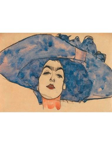 Eva Freund con sombrero azul