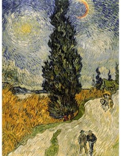 Camino con cipreses (detalle)