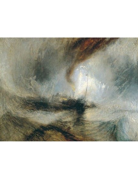 Tormenta de nieve, barco de vapor en la boca del puerto