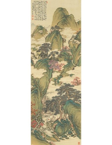 Nubes blancas y árboles carmesí